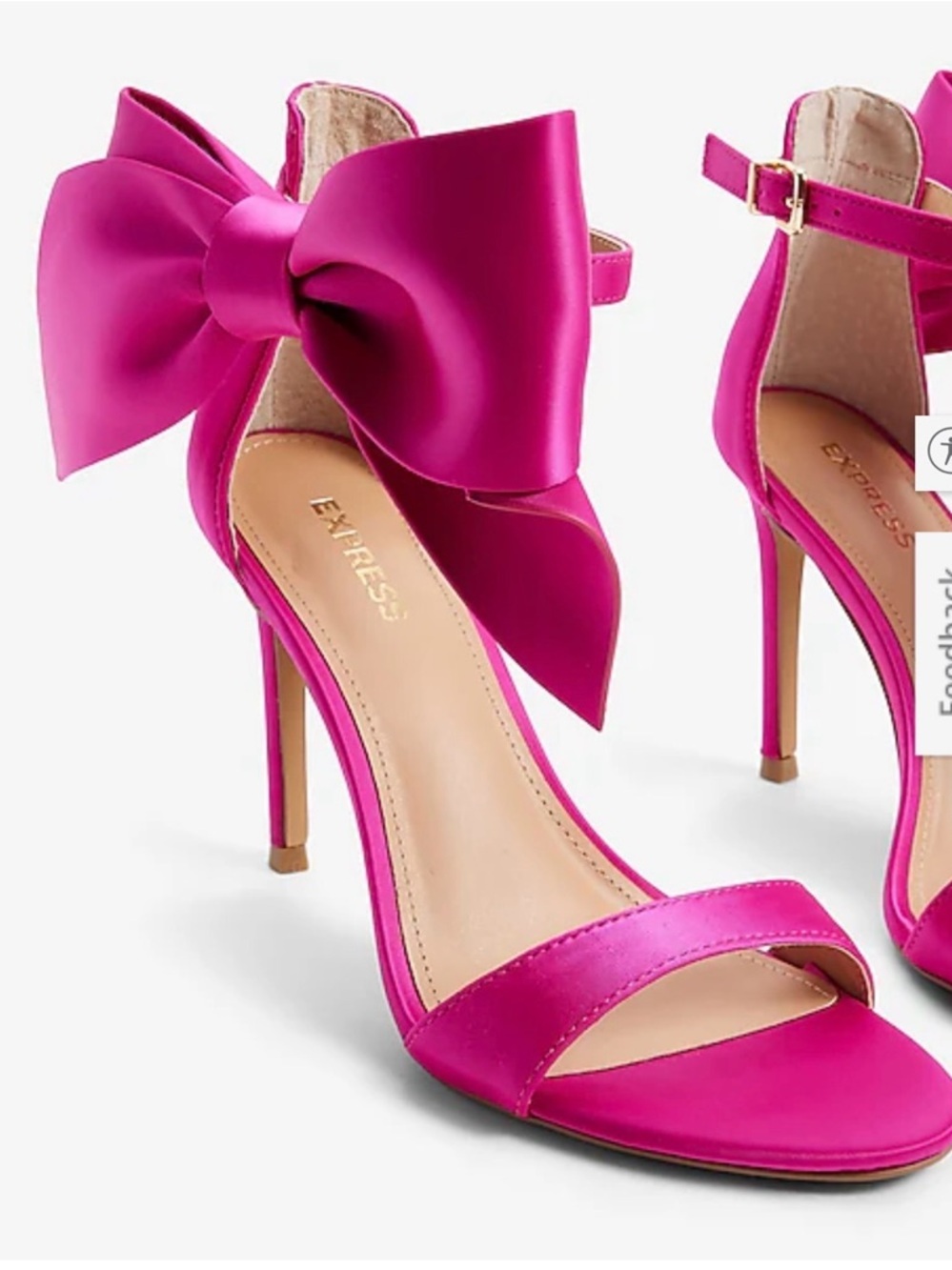 Express Satin Hot Pink Bow Ankle-Strap Stiletto Heels